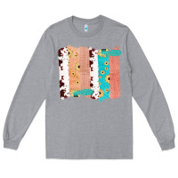Heather Grey Western Cowhide Sunflower Jute Glitter Farm Life Brush Stroke Long Sleeve Tee - Bettercallsaul