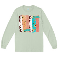 Matcha Western Cowhide Sunflower Jute Glitter Farm Life Brush Stroke Long Sleeve Tee - Bettercallsaul