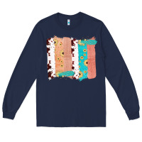 Navy Western Cowhide Sunflower Jute Glitter Farm Life Brush Stroke Long Sleeve Tee - Bettercallsaul
