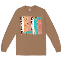 Toasted Coconut Western Cowhide Sunflower Jute Glitter Farm Life Brush Stroke Long Sleeve Tee - Bettercallsaul