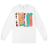 White Western Cowhide Sunflower Jute Glitter Farm Life Brush Stroke Long Sleeve Tee - Bettercallsaul
