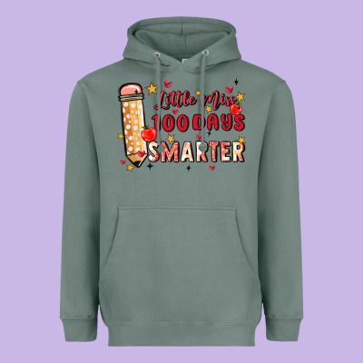 Little Miss 100 Days Smarter Heavyweight Hoodie Designed By Maliassmallbusiness