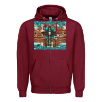 Burgundy gemstone and cross with cowhide Zipper Hoodie - Artiststas