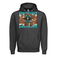 Charcoal Heather gemstone and cross with cowhide Zipper Hoodie - Artiststas