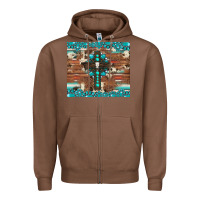 Chestnut gemstone and cross with cowhide Zipper Hoodie - Artiststas