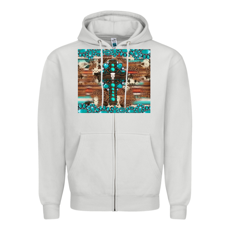 Gemstone And Cross With Cowhide Zipper Hoodie by Artiststas | Teevron