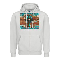 Dove Grey gemstone and cross with cowhide Zipper Hoodie - Artiststas