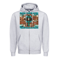 Heather Grey gemstone and cross with cowhide Zipper Hoodie - Artiststas