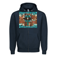 Navy gemstone and cross with cowhide Zipper Hoodie - Artiststas