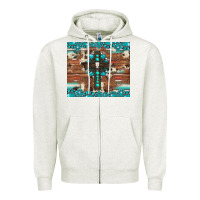 Oatmeal Heather gemstone and cross with cowhide Zipper Hoodie - Artiststas
