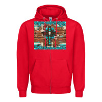 Red gemstone and cross with cowhide Zipper Hoodie - Artiststas