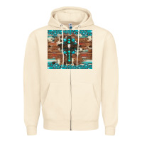Sandshell gemstone and cross with cowhide Zipper Hoodie - Artiststas