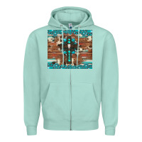 Seafoam gemstone and cross with cowhide Zipper Hoodie - Artiststas