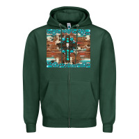 Sports Green gemstone and cross with cowhide Zipper Hoodie - Artiststas