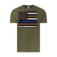 Vintage Olive Back to blue USA flag leopard police 20oz tumbler Vintage Tee - Neo Western