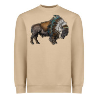 Mushroom bison with indian headdress Heavyweight Sweatshirt - RanaPortraitStore