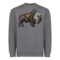 Storm bison with indian headdress Heavyweight Sweatshirt - RanaPortraitStore