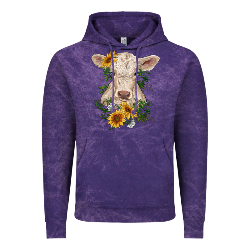 Charolais Calf With Sunflowers Vintage Hoodie by RanaPortraitStore | Teevron