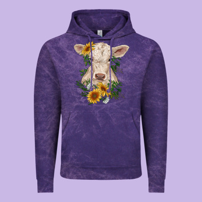 Charolais Calf With Sunflowers Vintage Hoodie Designed By Ranaportraitstore