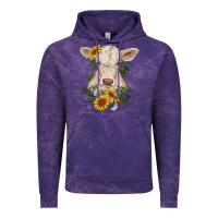 Cloud Purple charolais calf with sunflowers Vintage Hoodie - RanaPortraitStore