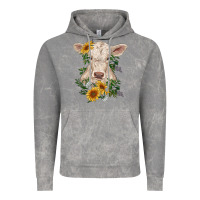 Cloud Rock charolais calf with sunflowers Vintage Hoodie - RanaPortraitStore