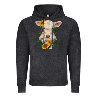 Vintage Black charolais calf with sunflowers Vintage Hoodie - RanaPortraitStore
