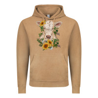 Vintage Camel charolais calf with sunflowers Vintage Hoodie - RanaPortraitStore
