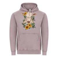 Vintage Zinc charolais calf with sunflowers Vintage Hoodie - RanaPortraitStore