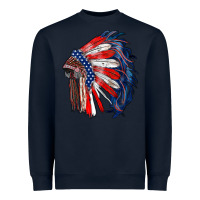 Navy american flag indian headdress Heavyweight Sweatshirt - RanaPortraitStore