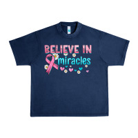 Navy believe in miracles with ribbon Urban Heavy Tee - HRA Design Shop