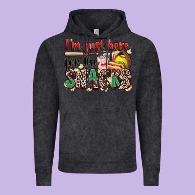 I'm Just Here For The Snacks Softball Vintage Hoodie Designed By Zillion Design Studio