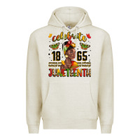Oatmeal Heather celebrate 1865 juneteenth with black woman Premium Hoodie - LillyAllenDesigns