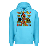 Ocean Blue celebrate 1865 juneteenth with black woman Premium Hoodie - LillyAllenDesigns