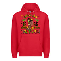 Red celebrate 1865 juneteenth with black woman Premium Hoodie - LillyAllenDesigns