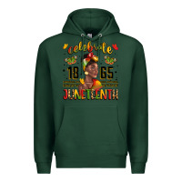 Sports Green celebrate 1865 juneteenth with black woman Premium Hoodie - LillyAllenDesigns