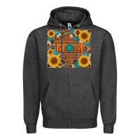 Charcoal Heather sunflower gemstone and mom with cowhide Zipper Hoodie - Artiststas
