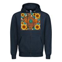 Navy sunflower gemstone and mom with cowhide Zipper Hoodie - Artiststas