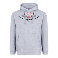 Heather Grey bunny face easter Heavyweight Hoodie - MaliasSmallBusiness