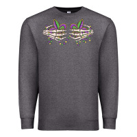 Charcoal Heather skeleton hands mardi gras Premium Sweatshirt - MaliasSmallBusiness