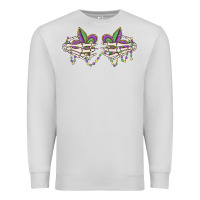 Dove Grey skeleton hands mardi gras Premium Sweatshirt - MaliasSmallBusiness