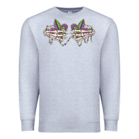 Heather Grey skeleton hands mardi gras Premium Sweatshirt - MaliasSmallBusiness