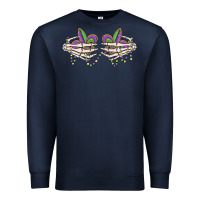 Navy skeleton hands mardi gras Premium Sweatshirt - MaliasSmallBusiness