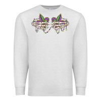 Oatmeal Heather skeleton hands mardi gras Premium Sweatshirt - MaliasSmallBusiness