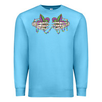 Ocean Blue skeleton hands mardi gras Premium Sweatshirt - MaliasSmallBusiness
