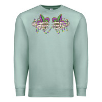 Seafoam skeleton hands mardi gras Premium Sweatshirt - MaliasSmallBusiness