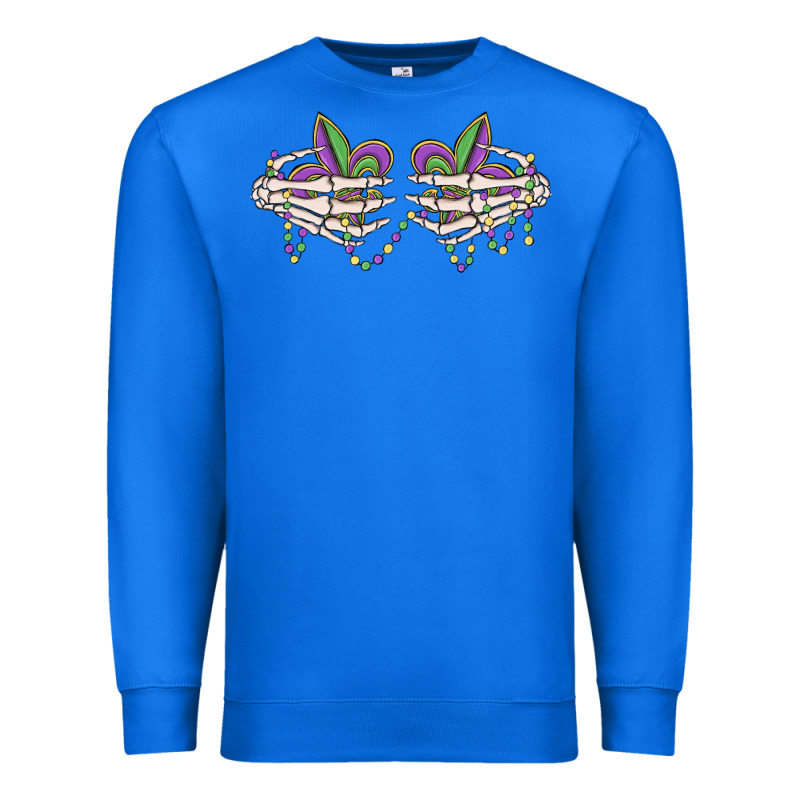 Skeleton Hands Mardi Gras Premium Sweatshirt by MaliasSmallBusiness | Teevron