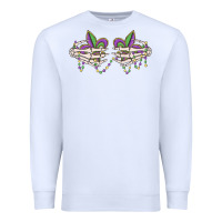 White skeleton hands mardi gras Premium Sweatshirt - MaliasSmallBusiness