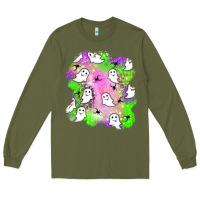 Army Green ghost halloween patch Long Sleeve Tee - BundleAndBundleShop