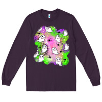 Plum ghost halloween patch Long Sleeve Tee - BundleAndBundleShop