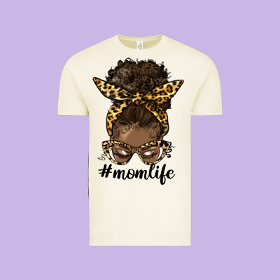Afro Messy Bun Mom Life Vintage Tee Designed By Hra Design Shop